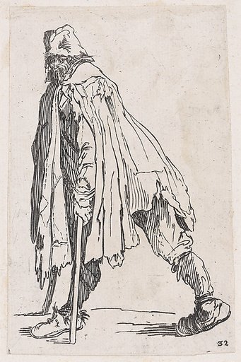 Reverse Copy of Le Mendiant aux Béquilles Coiffée d'un Chapeau et Vu de Dos (The Beggar with Crutches Wearing a Hat and Viewed from Behind), from Les Gueux suite appelée aussi Les Mendiants, Les Baroni, ou Les Barons (The Beggars, also called the Barons)
