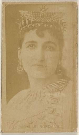 Mlle. Rordame, from the Actors and Actresses series (N45, Type 8) for Virginia Brights Cigarettes