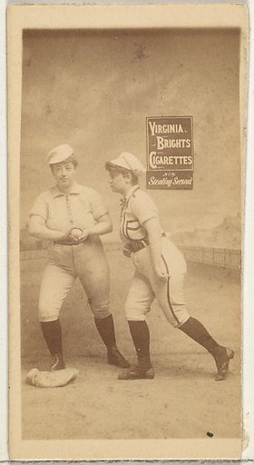 Stealing Second, from the Girl Baseball Players series (N48, Type 2) for Virginia Brights Cigarettes