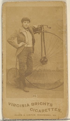 Card 36, from the Girl Cyclists series (N49) for Virginia Brights Cigarettes