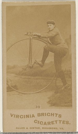 Card 39, from the Girl Cyclists series (N49) for Virginia Brights Cigarettes