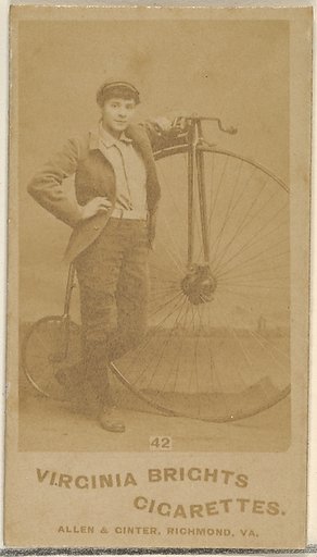 Card 42, from the Girl Cyclists series (N49) for Virginia Brights Cigarettes