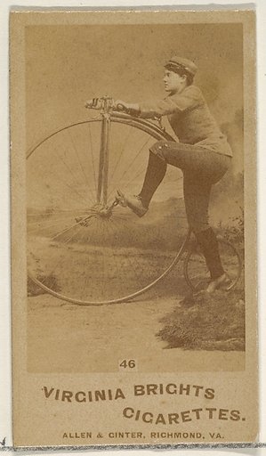 Card 46, from the Girl Cyclists series (N49) for Virginia Brights Cigarettes