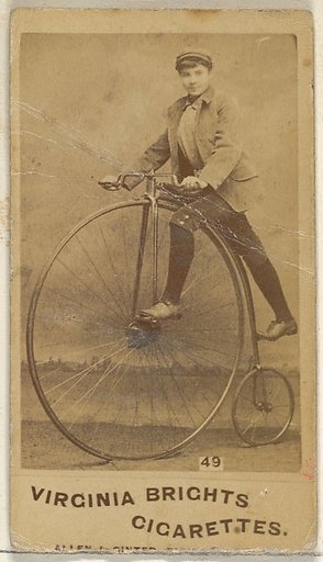 Card 49, from the Girl Cyclists series (N49) for Virginia Brights Cigarettes