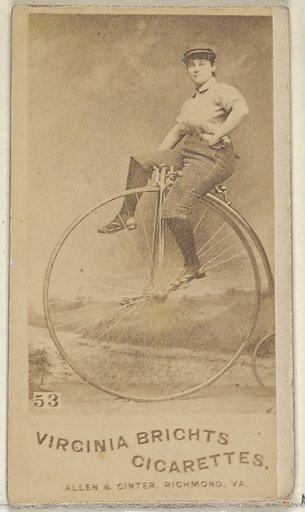 Card 53, from the Girl Cyclists series (N49) for Virginia Brights Cigarettes