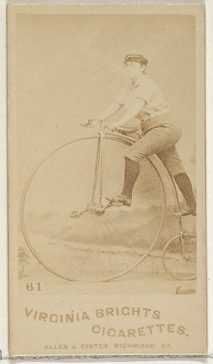 Card 61, from the Girl Cyclists series (N49) for Virginia Brights Cigarettes