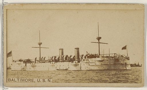 Baltimore, U.S.N., from the Famous Ships series (N50) for Virginia Brights Cigarettes