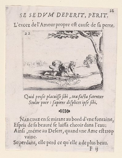 Narcisse se Mirant dans l'Eau (Narcissus Looking at Himself in the Water), plate 22 from "Lux Claustri ou La Lumière du Cloitre" (The Light of the Cloisters)