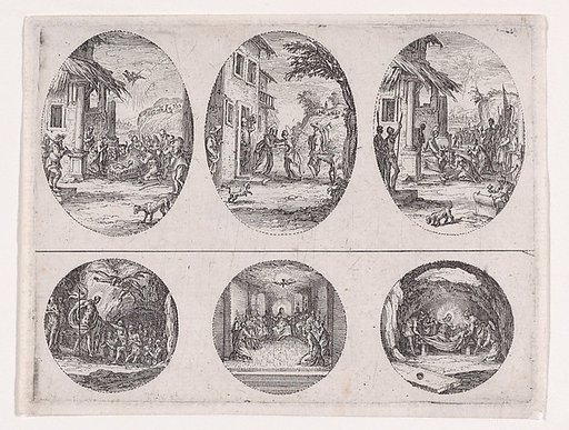 Two Oval Medallions and Two Rondels, from "Variae tum Passionis Christi tum vitae beatae Mariae Virginis; Les Mystères de la Passion suite appelée aussi Mystères de la Vie de Jésus et Mystères de la Vie de Jésus et de la Vie de la Ste. Vierge" (The Mysteries of the Passion, also called the Mysteries