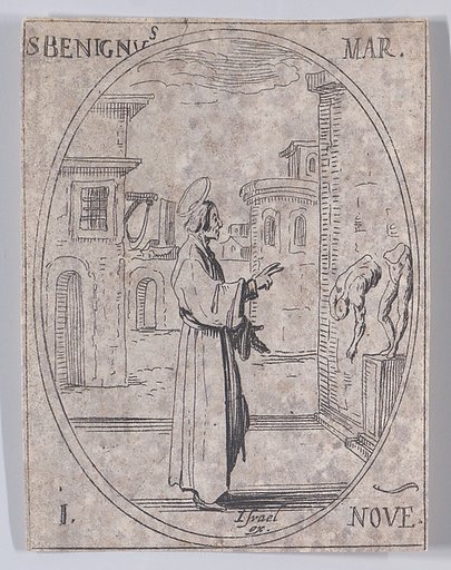 S. Béninge, martyr (St. Benignus, Martyr), from November 1st, from "Les Images De Tous Les Saincts et Saintes de L'Année" (Images of All of the Saints and Religious Events of the Year)