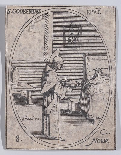 S. Godefroy, évêque (St. Godefroy, Bishop), November 8th, from "Les Images De Tous Les Saincts et Saintes de L'Année" (Images of All of the Saints and Religious Events of the Year)