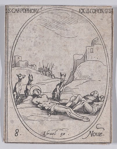S. Carpophore et les 4 Saints Couronnés (St. Carpophorus and the 4 Crowned Saints), November 8th, from "Les Images De Tous Les Saincts et Saintes de L'Année" (Images of All of the Saints and Religious Events of the Year)