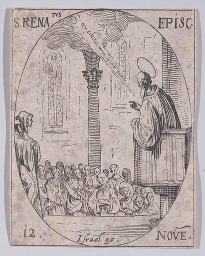 S. René, évêque (St. Renatus, Bishop), November 12th, from "Les Images De Tous Les Saincts et Saintes de L'Année" (Images of All of the Saints and Religious Events of the Year)