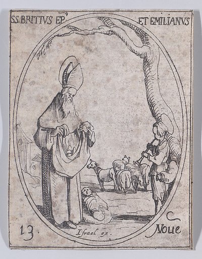 S. Brice, évêque et S. Emilianus (St. Brice, Bishop and St. Emilianus), November 13th, from "Les Images De Tous Les Saincts et Saintes de L'Année" (Images of All of the Saints and Religious Events of the Year)
