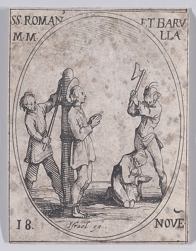 S. Romain and S. Barulla (St. Romanus and St. Barula), November 18th, from "Les Images De Tous Les Saincts et Saintes de L'Année" (Images of All of the Saints and Religious Events of the Year)