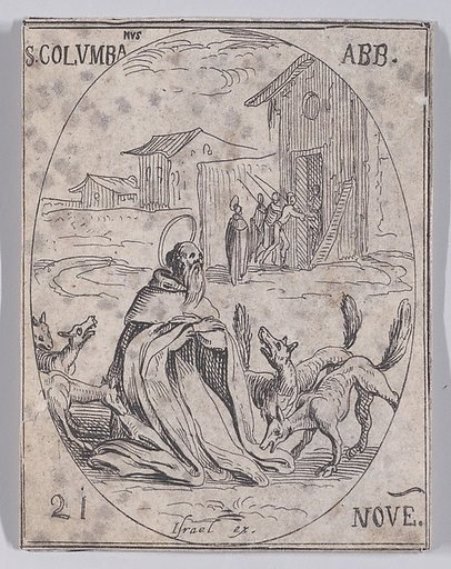 S. Colomban, abbé (St. Colomban, Abbot), November 21st, from "Les Images De Tous Les Saincts et Saintes de L'Année" (Images of All of the Saints and Religious Events of the Year)