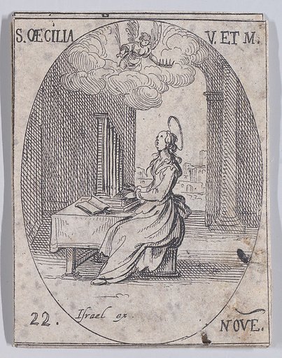 Ste. Cécile, vierge et martyre (St. Cecilia, Virgin and Martyr), November 22nd, from "Les Images De Tous Les Saincts et Saintes de L'Année" (Images of All of the Saints and Religious Events of the Year)
