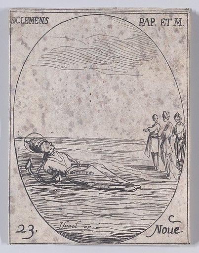 S. Clément, pape et martyr (St. Clement, Pope and Martyr), November 23rd, from "Les Images De Tous Les Saincts et Saintes de L'Année" (Images of All of the Saints and Religious Events of the Year)