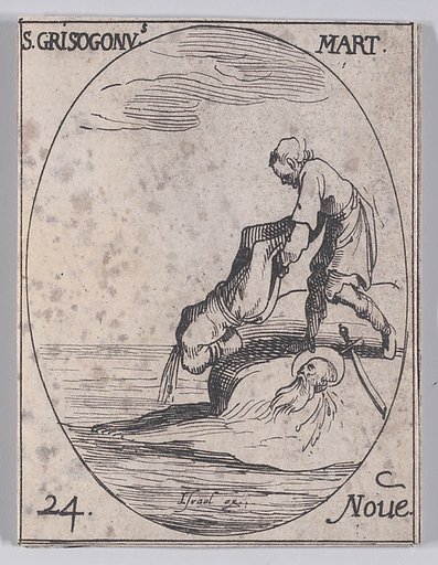 S. Chrysogone, martyr (St. Chrysogonus, Martyr), November 24th, from "Les Images De Tous Les Saincts et Saintes de L'Année" (Images of All of the Saints and Religious Events of the Year)