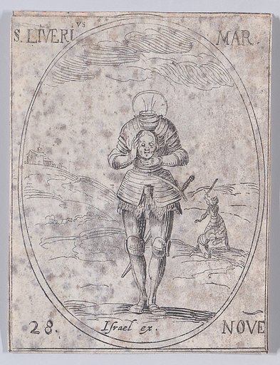 St. Livier, Martyr, November 28th, from "Les Images De Tous Les Saincts et Saintes de L'Année" (Images of All of the Saints and Religious Events of the Year)