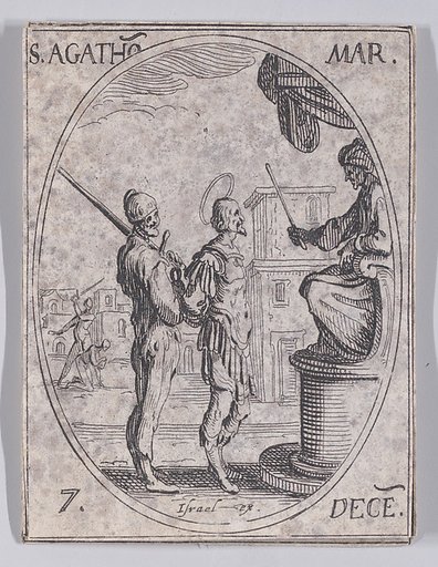 St. Agathon, Martyr, December 7th, from "Les Images De Tous Les Saincts et Saintes de L'Année" (Images of All of the Saints and Religious Events of the Year)