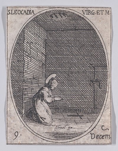 Ste. Léocadie, vierge et martyre (St. Leocadia, Virgin and Martyr), December 9th, from "Les Images De Tous Les Saincts et Saintes de L'Année" (Images of All of the Saints and Religious Events of the Year)