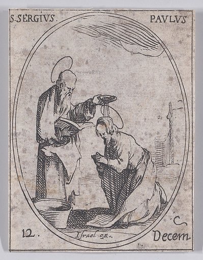 S. Serge et S. Paul (St. Sergius Paulus and St. Paul), December 12th, from "Les Images De Tous Les Saincts et Saintes de L'Année" (Images of All of the Saints and Religious Events of the Year)