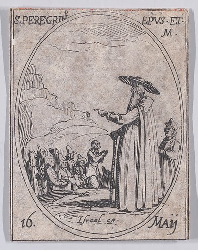 S. Pèlerin, éveque et martyr (St. Pelerin, Bishop and Martyr), May 16th, from "Les Images De Tous Les Saincts et Saintes de L'Année" (Images of All of the Saints and Religious Events of the Year)