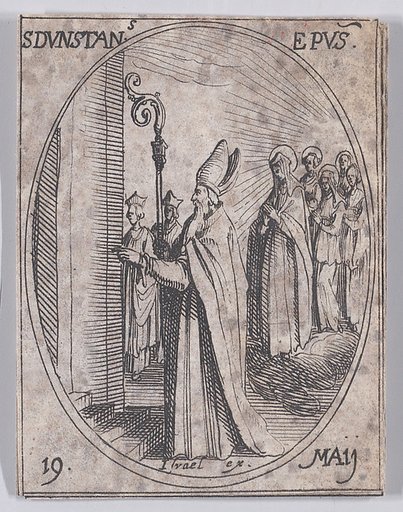 S. Dunstan, évêque (St. Dunstan, Bishop), May 19th, from "Les Images De Tous Les Saincts et Saintes de L'Année" (Images of All of the Saints and Religious Events of the Year)