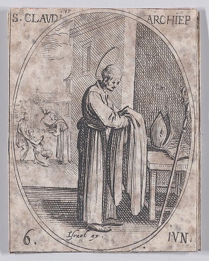 S. Claude, archevêque (St. Claude, Archbishop), June 6th, from "Les Images De Tous Les Saincts et Saintes de L'Année" (Images of All of the Saints and Religious Events of the Year)