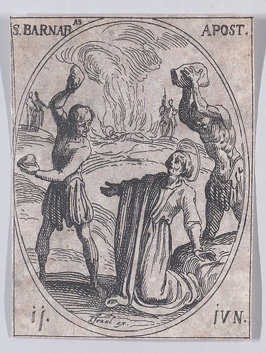 S. Barnabé, apôtre (St. Barnabus, Apostle), June 11th, from "Les Images De Tous Les Saincts et Saintes de L'Année" (Images of All of the Saints and Religious Events of the Year)