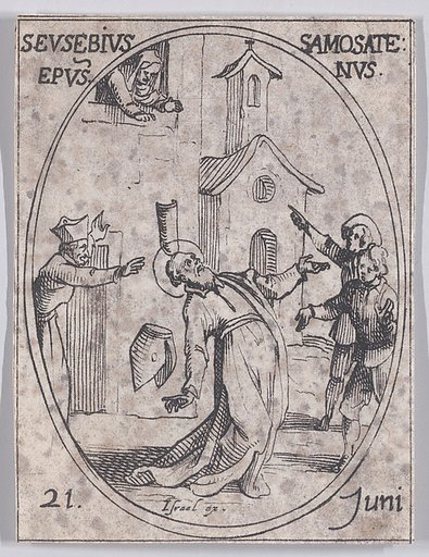 S. Eusèbe, évêque de Samosate (St. Eusebius, Bishop of Samosata), June 21st, from "Les Images De Tous Les Saincts et Saintes de L'Année" (Images of All of the Saints and Religious Events of the Year)