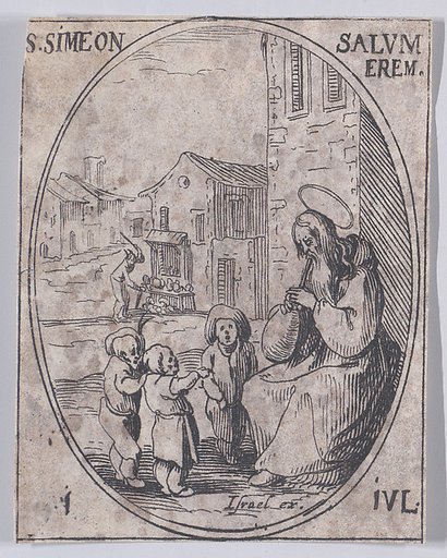 S. Siméon Salus, évêque (St. Simeon Salus, Bishop), July 1st, from "Les Images De Tous Les Saincts et Saintes de L'Année" (Images of All of the Saints and Religious Events of the Year)