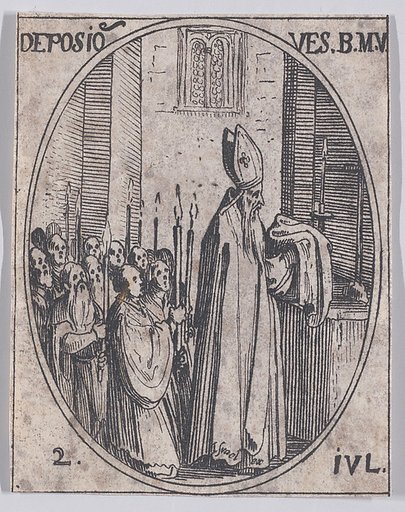 La Déposition des Vêtements de la Sainte Vierge (The Deposition of the Virgin's Clothes), July 2nd, from "Les Images De Tous Les Saincts et Saintes de L'Année" (Images of All of the Saints and Religious Events of the Year)