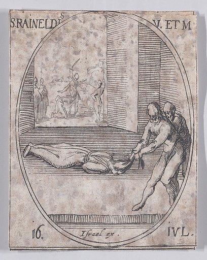 Ste. Reynelde, vierge et martyre (St. Reineldis, Virgin and Martyr), July 16th, from "Les Images De Tous Les Saincts et Saintes de L'Année" (Images of All of the Saints and Religious Events of the Year)