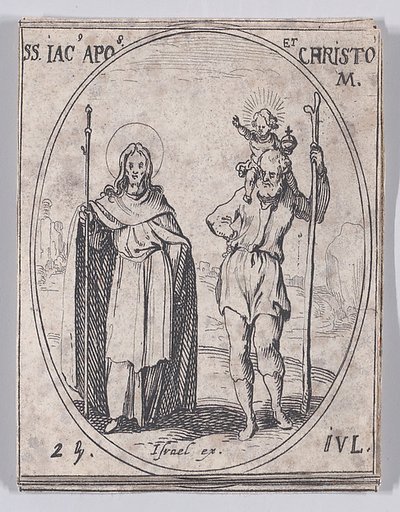 S. Jacques, apôtre et S. Christope (St. James, Apostle and St. Christopher), July 25th, from "Les Images De Tous Les Saincts et Saintes de L'Année" (Images of All of the Saints and Religious Events of the Year)