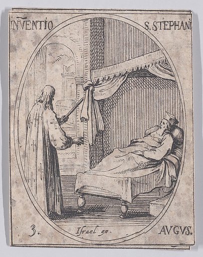 La Découverte du Corps de Saint Etienne (The Discovery of the Relics of St. Stephen), August 3rd, from "Les Images De Tous Les Saincts et Saintes de L'Année" (Images of All of the Saints and Religious Events of the Year)