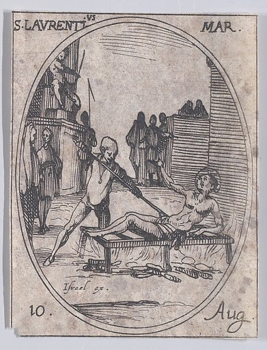 S. Laurent, martyr (St. Lawrence, Martyr), August 10th, from "Les Images De Tous Les Saincts et Saintes de L'Année" (Images of All of the Saints and Religious Events of the Year)