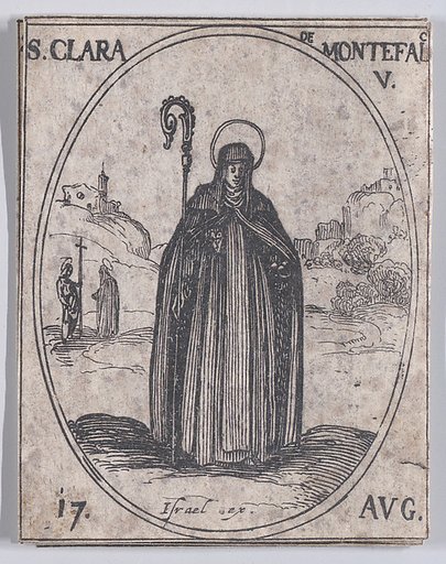 Ste. Claire de Monte-Falco, vierge (St. Clare of Montefalco, Virgin), August 17th, from "Les Images De Tous Les Saincts et Saintes de L'Année" (Images of All of the Saints and Religious Events of the Year)