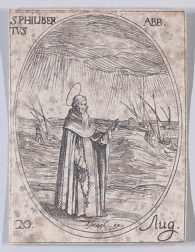 S. Philibert, abbé (St. Philibert, Abbot), August 20th, from "Les Images De Tous Les Saincts et Saintes de L'Année" (Images of All of the Saints and Religious Events of the Year)