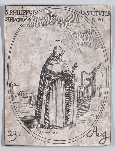 S. Philippe, Fondateur de l'Ordre des Servites (St. Philip Benizi, Founder of the Servite Order), August 23rd, from "Les Images De Tous Les Saincts et Saintes de L'Année" (Images of All of the Saints and Religious Events of the Year)