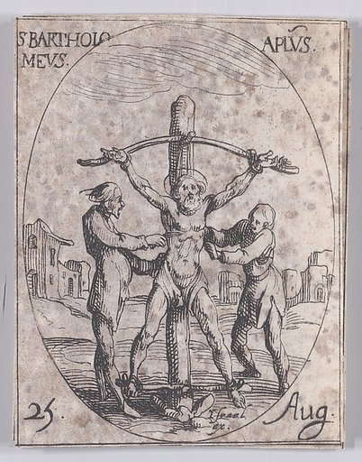 S. Barthélemy, apôtre (St. Bartholomew, Apostle), August 25th, from "Les Images De Tous Les Saincts et Saintes de L'Année" (Images of All of the Saints and Religious Events of the Year)