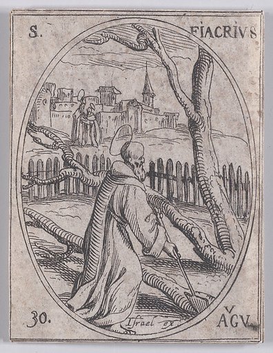 St. Fiacre, August 30th, from "Les Images De Tous Les Saincts et Saintes de L'Année" (Images of All of the Saints and Religious Events of the Year)