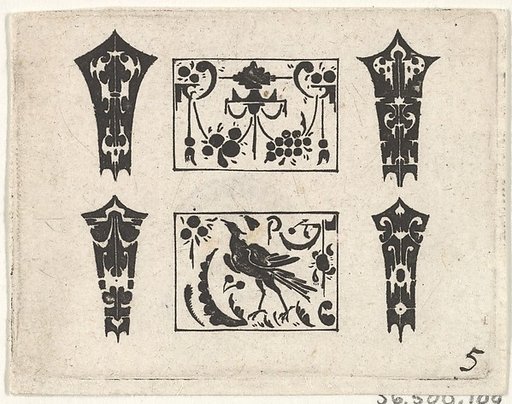 Blackwork Print with a Symmetrical Schweifwerk Pattern