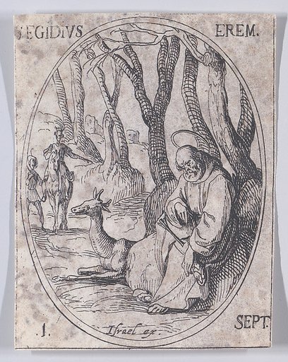 S. Gilles, ermite (St. Giles, Hermit), September 1st, from "Les Images De Tous Les Saincts et Saintes de L'Année" (Images of All of the Saints and Religious Events of the Year)