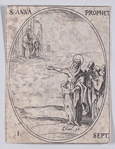 S. Anne, prophétesse (St. Anna, Prophetess), September 1st, from "Les Images De Tous Les Saincts et Saintes de L'Année" (Images of All of the Saints and Religious Events of the Year)