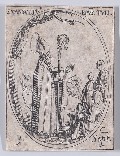 S. Mansuet, évêque (St. Mansuetus, Bishop), September 3rd, from "Les Images De Tous Les Saincts et Saintes de L'Année" (Images of All of the Saints and Religious Events of the Year)