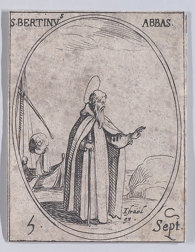 S. Bertin, abbé (St. Bertinus, Abbot), September 5th, from "Les Images De Tous Les Saincts et Saintes de L'Année" (Images of All of the Saints and Religious Events of the Year)