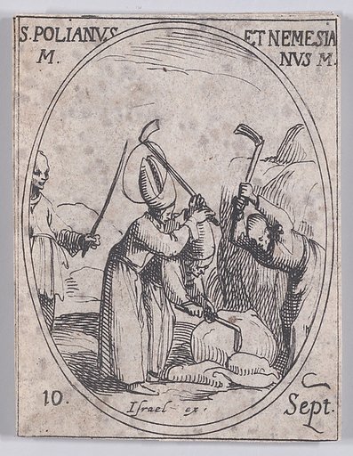 S. Polien et S. Nemesien (St. Polianus and St. Nemesianus), September 10th, from "Les Images De Tous Les Saincts et Saintes de L'Année" (Images of All of the Saints and Religious Events of the Year)