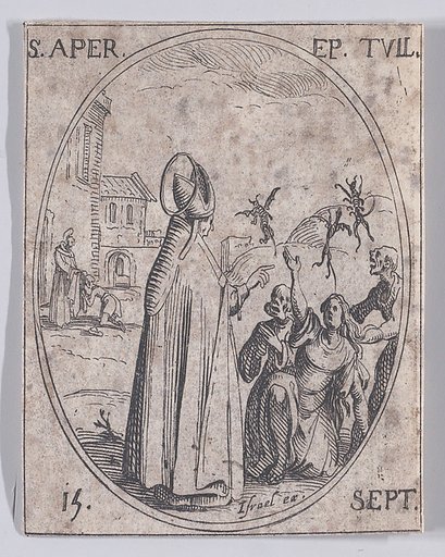 S. Apre, évêque de Toul (St. Aper (Aprus), Bishop of Toul), September 15th, from "Les Images De Tous Les Saincts et Saintes de L'Année" (Images of All of the Saints and Religious Events of the Year)